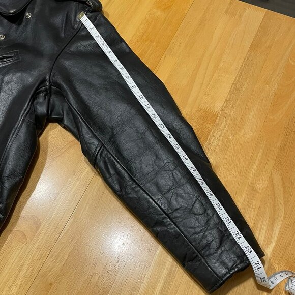 VINTAGE Motorcycle Black Leather Jacket Lined Men's M-L Women's XL, FLAW Sleeve - Picture 15 of 16